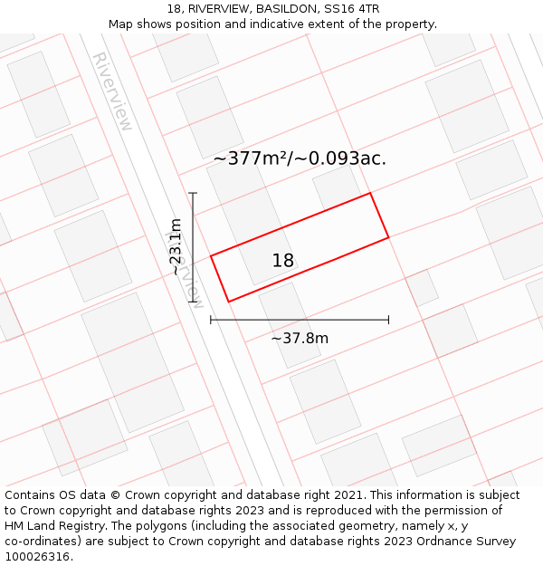 18, RIVERVIEW, BASILDON, SS16 4TR: Plot and title map