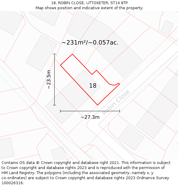 18, ROBIN CLOSE, UTTOXETER, ST14 8TP: Plot and title map