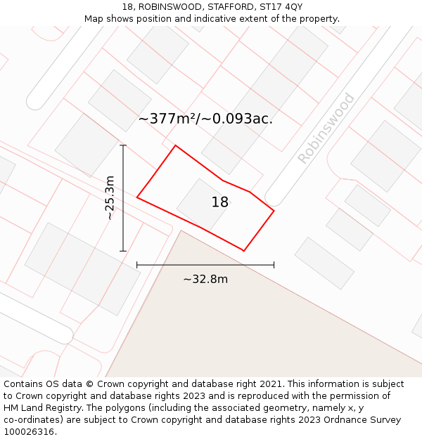 18, ROBINSWOOD, STAFFORD, ST17 4QY: Plot and title map