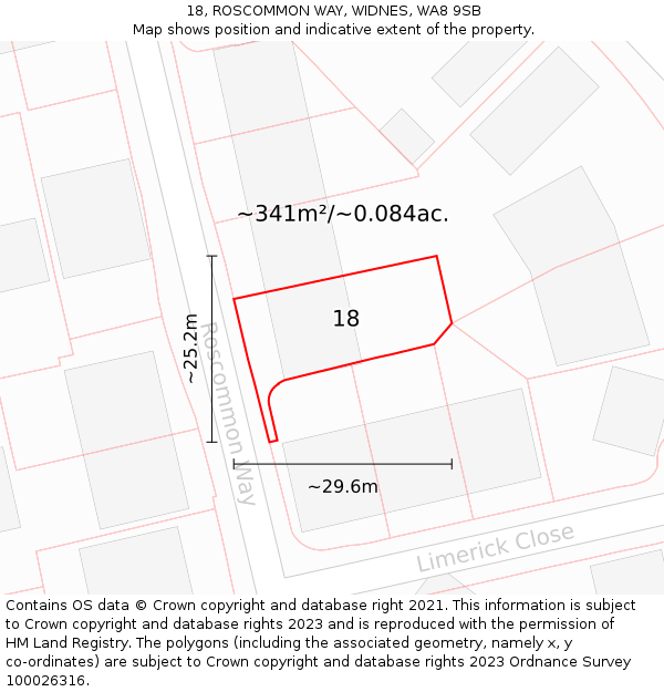 18, ROSCOMMON WAY, WIDNES, WA8 9SB: Plot and title map