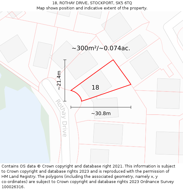 18, ROTHAY DRIVE, STOCKPORT, SK5 6TQ: Plot and title map
