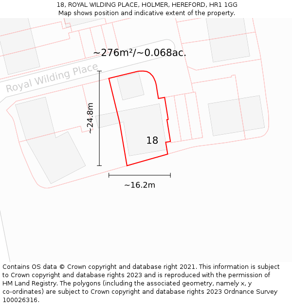 18, ROYAL WILDING PLACE, HOLMER, HEREFORD, HR1 1GG: Plot and title map