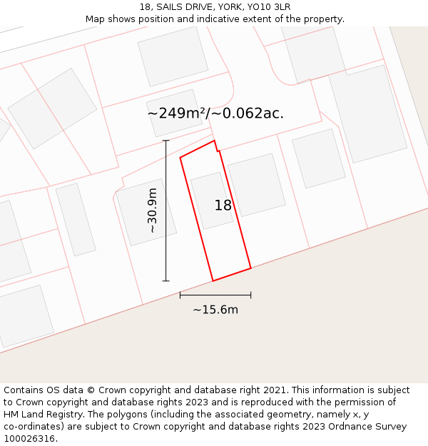 18, SAILS DRIVE, YORK, YO10 3LR: Plot and title map