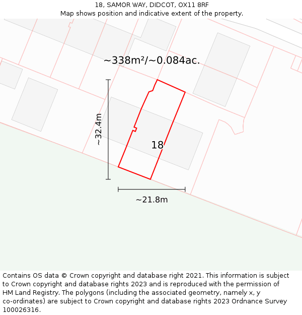 18, SAMOR WAY, DIDCOT, OX11 8RF: Plot and title map