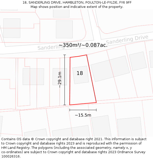 18, SANDERLING DRIVE, HAMBLETON, POULTON-LE-FYLDE, FY6 9FF: Plot and title map