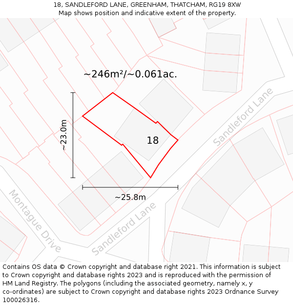 18, SANDLEFORD LANE, GREENHAM, THATCHAM, RG19 8XW: Plot and title map