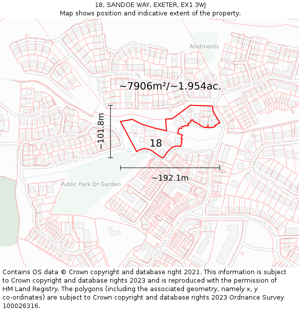 18, SANDOE WAY, EXETER, EX1 3WJ: Plot and title map