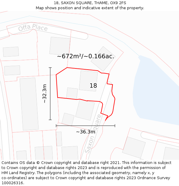 18, SAXON SQUARE, THAME, OX9 2FS: Plot and title map