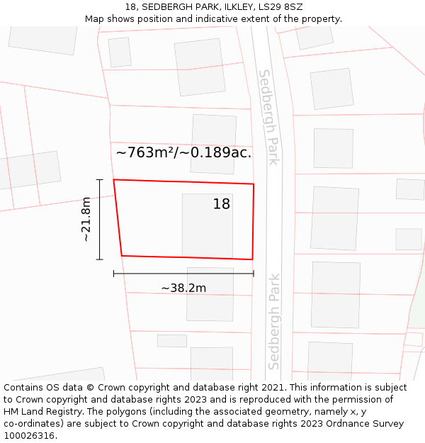 18, SEDBERGH PARK, ILKLEY, LS29 8SZ: Plot and title map