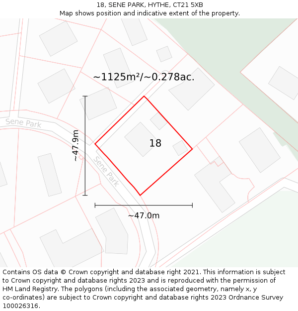 18, SENE PARK, HYTHE, CT21 5XB: Plot and title map