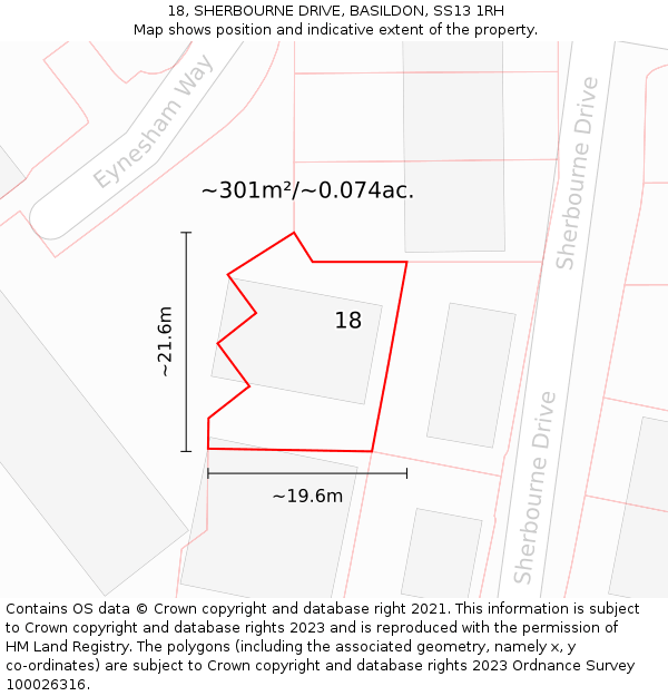 18, SHERBOURNE DRIVE, BASILDON, SS13 1RH: Plot and title map