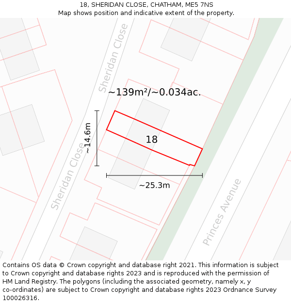 18, SHERIDAN CLOSE, CHATHAM, ME5 7NS: Plot and title map