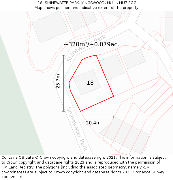 18, SHINEWATER PARK, KINGSWOOD, HULL, HU7 3GG: Plot and title map