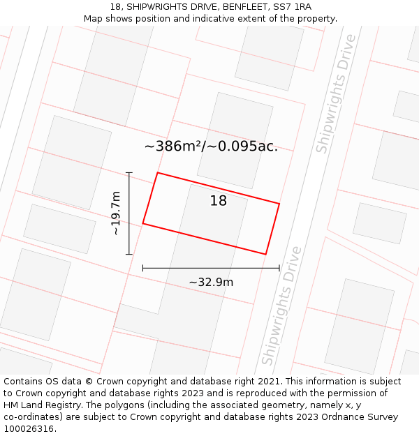 18, SHIPWRIGHTS DRIVE, BENFLEET, SS7 1RA: Plot and title map