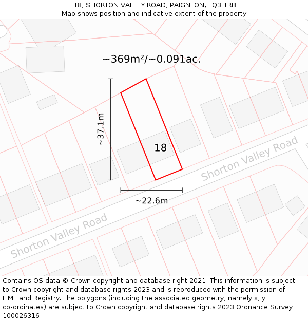 18, SHORTON VALLEY ROAD, PAIGNTON, TQ3 1RB: Plot and title map
