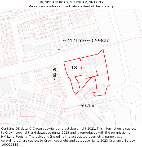 18, SKYLARK ROAD, MELKSHAM, SN12 7FP: Plot and title map