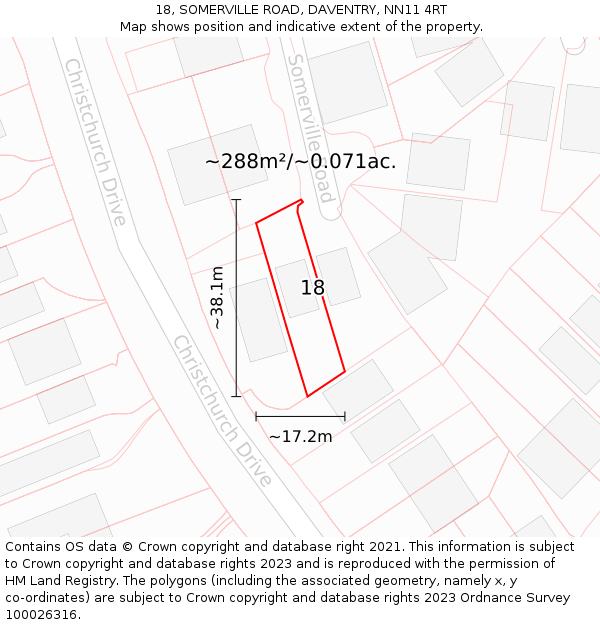 18, SOMERVILLE ROAD, DAVENTRY, NN11 4RT: Plot and title map