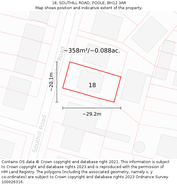 18, SOUTHILL ROAD, POOLE, BH12 3AR: Plot and title map