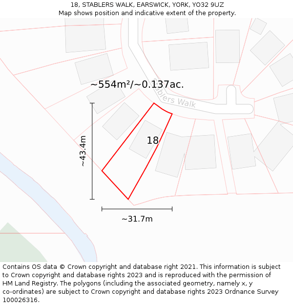 18, STABLERS WALK, EARSWICK, YORK, YO32 9UZ: Plot and title map