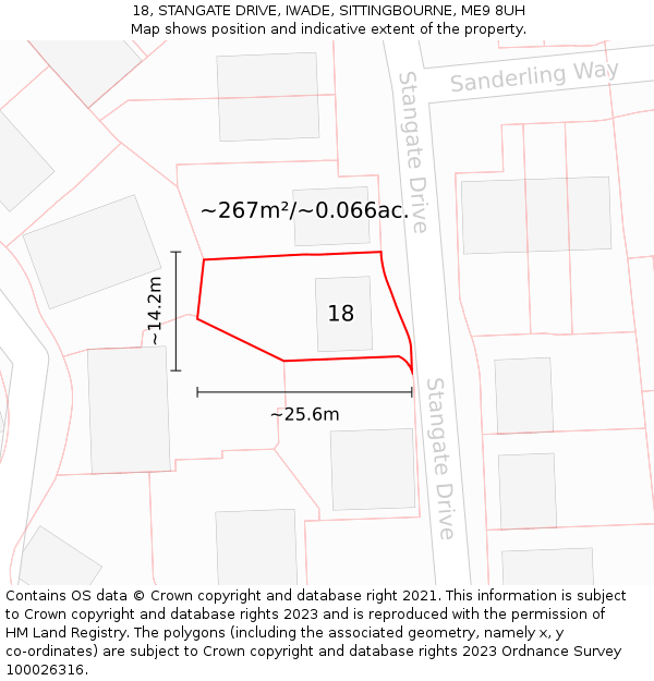 18, STANGATE DRIVE, IWADE, SITTINGBOURNE, ME9 8UH: Plot and title map
