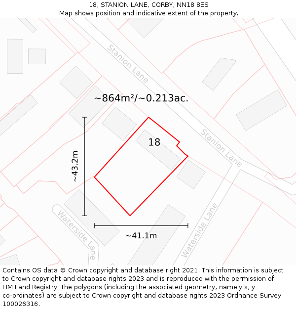 18, STANION LANE, CORBY, NN18 8ES: Plot and title map