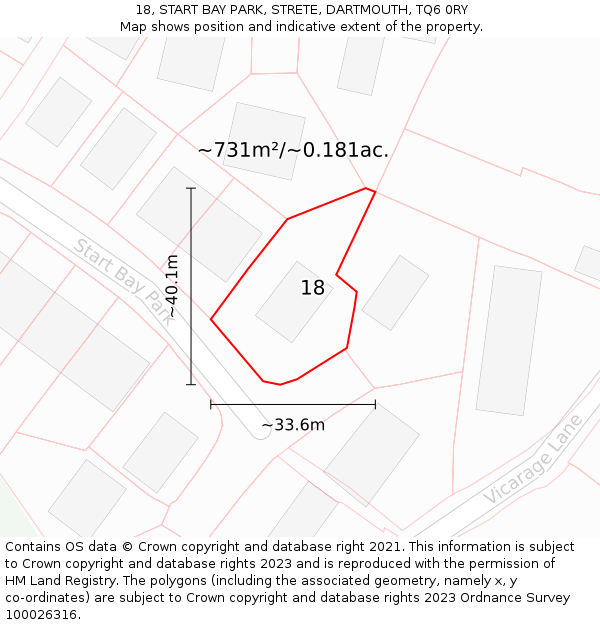 18, START BAY PARK, STRETE, DARTMOUTH, TQ6 0RY: Plot and title map