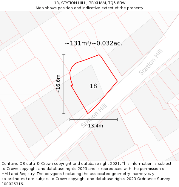 18, STATION HILL, BRIXHAM, TQ5 8BW: Plot and title map