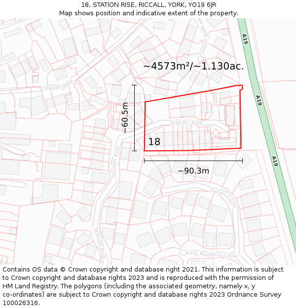 18, STATION RISE, RICCALL, YORK, YO19 6JR: Plot and title map