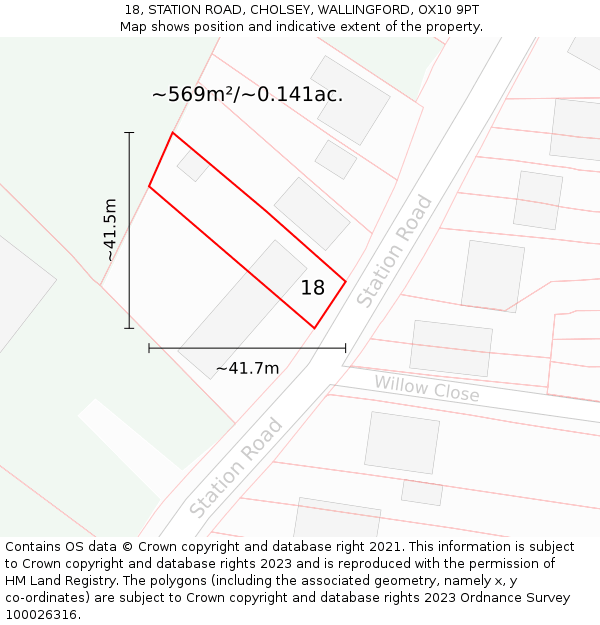 18, STATION ROAD, CHOLSEY, WALLINGFORD, OX10 9PT: Plot and title map