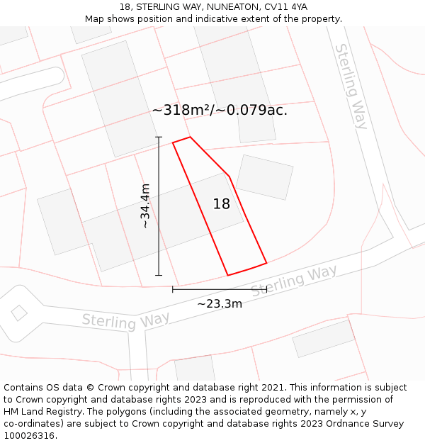 18, STERLING WAY, NUNEATON, CV11 4YA: Plot and title map