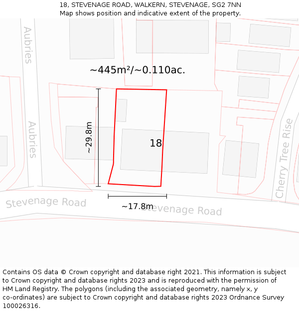 18, STEVENAGE ROAD, WALKERN, STEVENAGE, SG2 7NN: Plot and title map