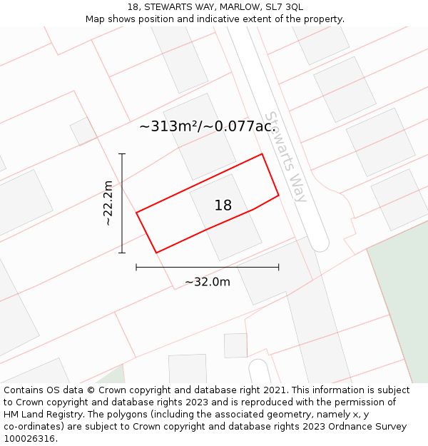 18, STEWARTS WAY, MARLOW, SL7 3QL: Plot and title map