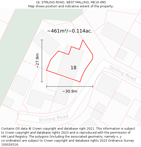 18, STIRLING ROAD, WEST MALLING, ME19 4RD: Plot and title map