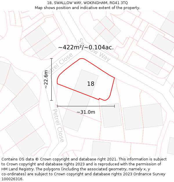 18, SWALLOW WAY, WOKINGHAM, RG41 3TQ: Plot and title map