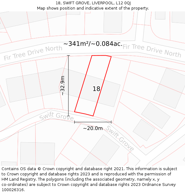 18, SWIFT GROVE, LIVERPOOL, L12 0QJ: Plot and title map