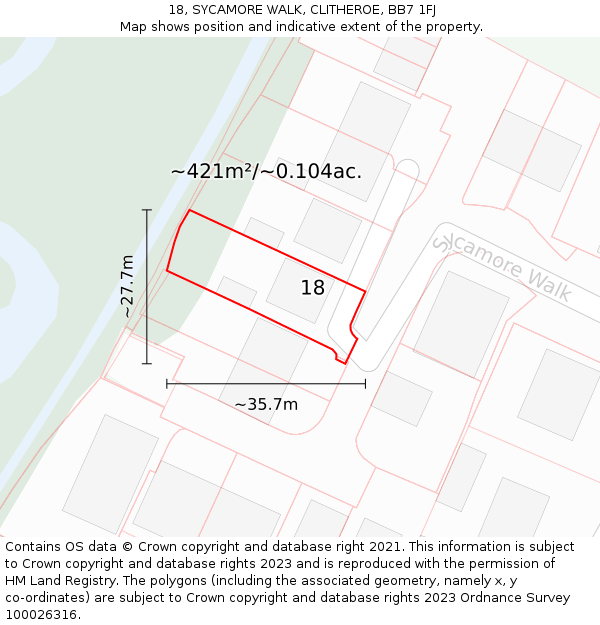 18, SYCAMORE WALK, CLITHEROE, BB7 1FJ: Plot and title map