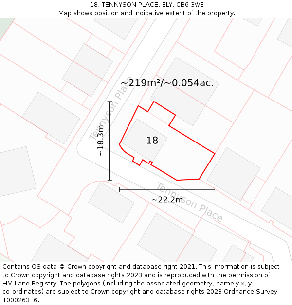 18, TENNYSON PLACE, ELY, CB6 3WE: Plot and title map