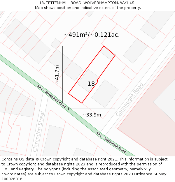 18, TETTENHALL ROAD, WOLVERHAMPTON, WV1 4SL: Plot and title map