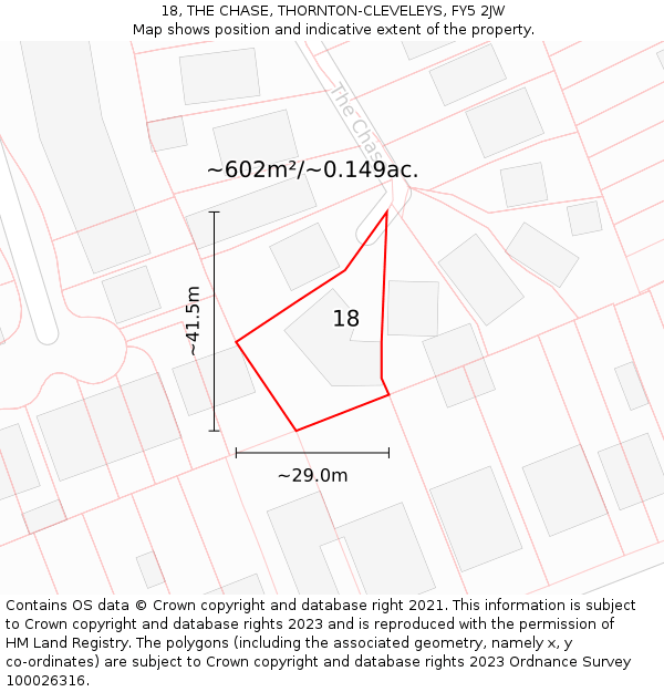 18, THE CHASE, THORNTON-CLEVELEYS, FY5 2JW: Plot and title map