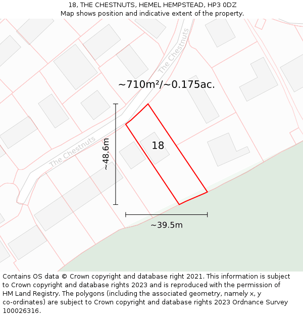 18, THE CHESTNUTS, HEMEL HEMPSTEAD, HP3 0DZ: Plot and title map