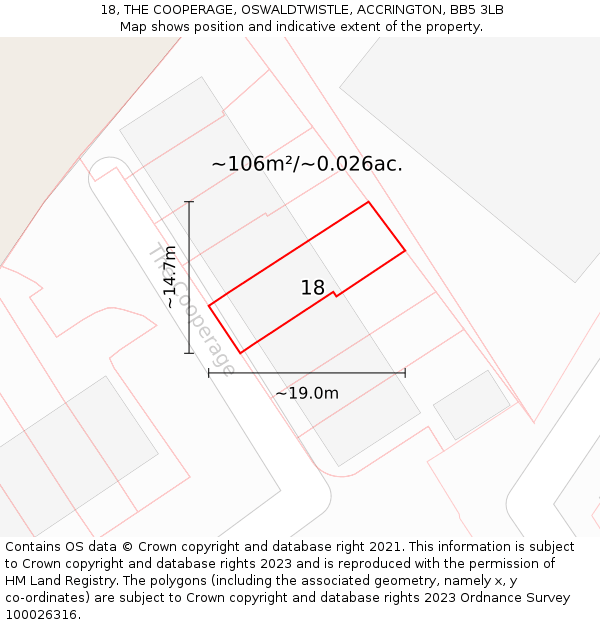 18, THE COOPERAGE, OSWALDTWISTLE, ACCRINGTON, BB5 3LB: Plot and title map