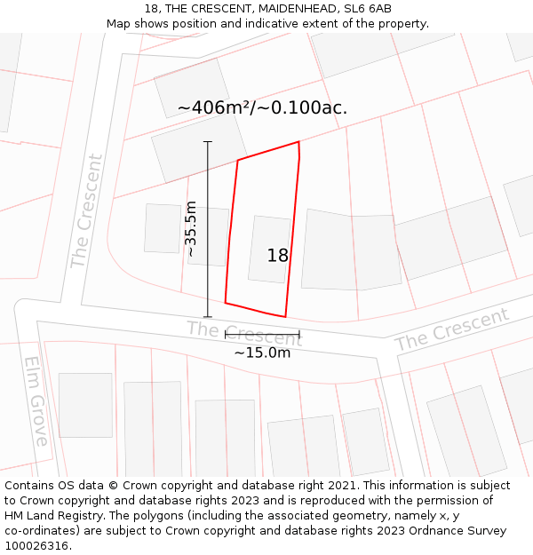 18, THE CRESCENT, MAIDENHEAD, SL6 6AB: Plot and title map