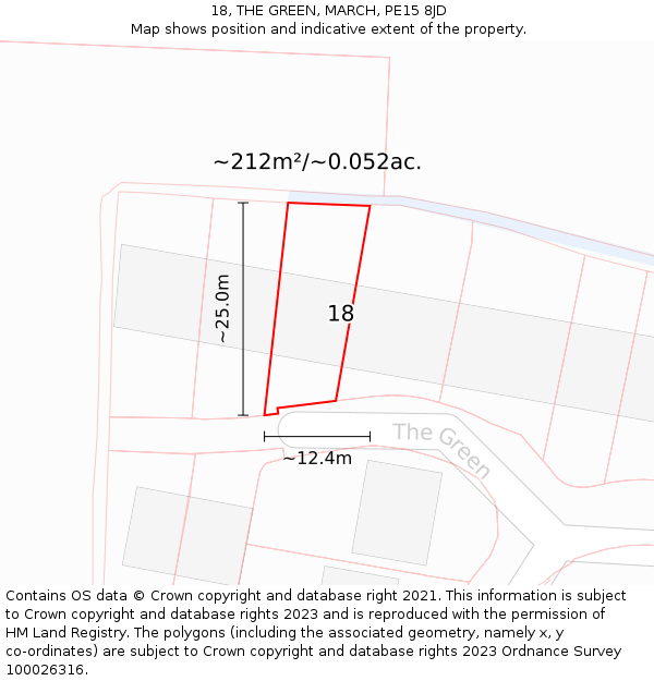 18, THE GREEN, MARCH, PE15 8JD: Plot and title map