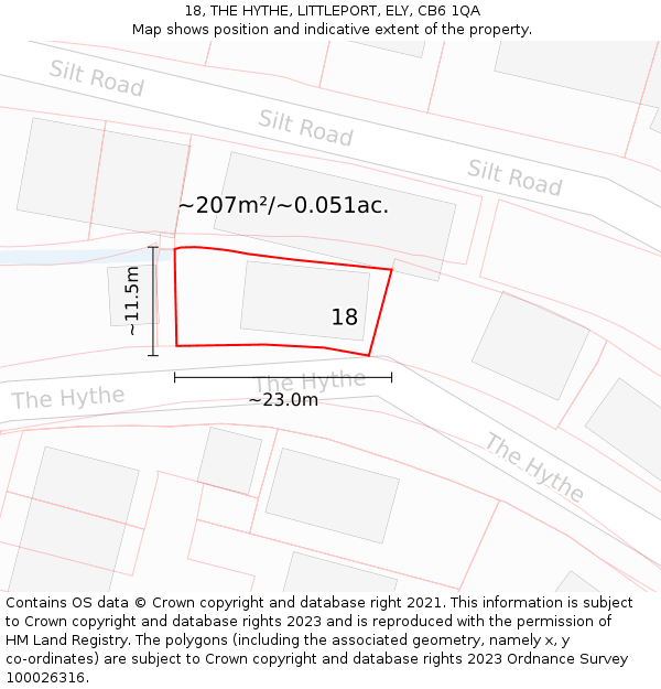 18, THE HYTHE, LITTLEPORT, ELY, CB6 1QA: Plot and title map