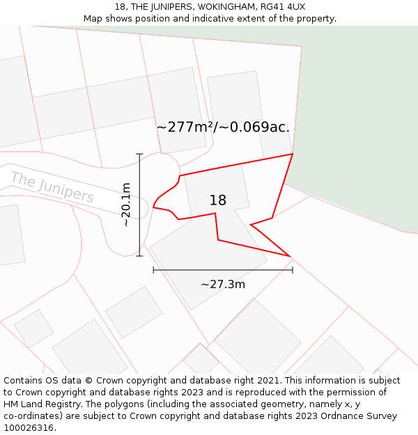 18, THE JUNIPERS, WOKINGHAM, RG41 4UX: Plot and title map