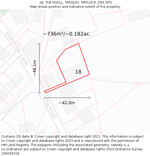 18, THE KNOLL, TANSLEY, MATLOCK, DE4 5FN: Plot and title map