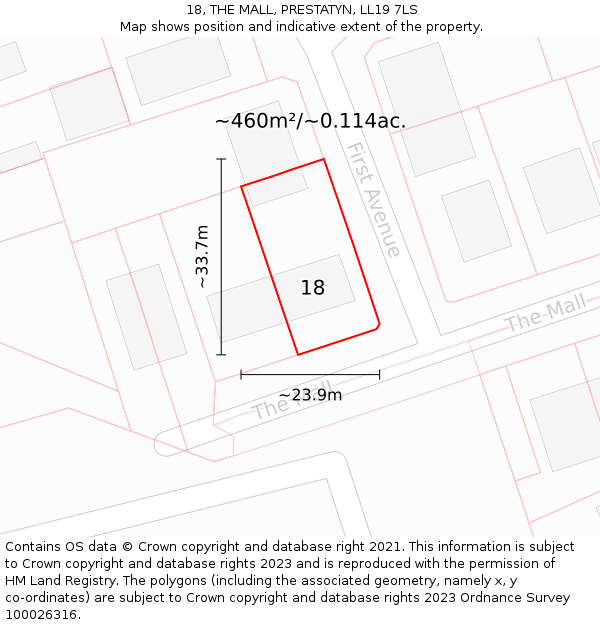 18, THE MALL, PRESTATYN, LL19 7LS: Plot and title map