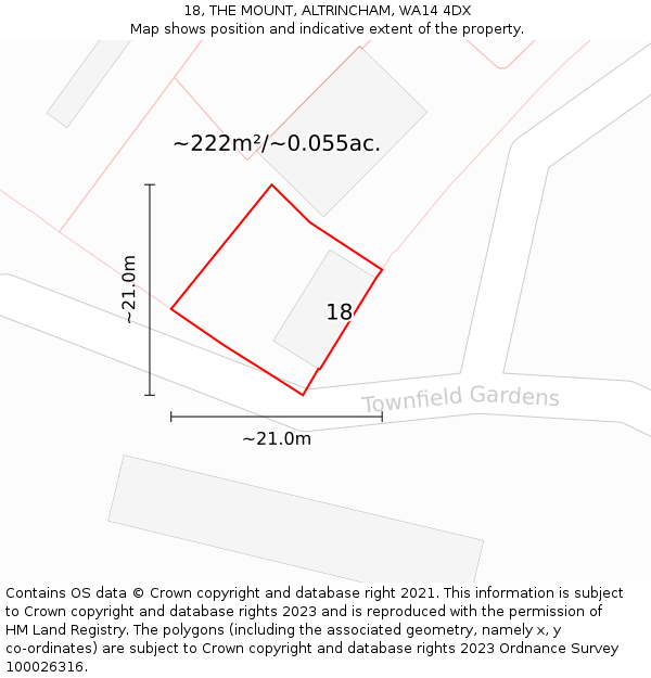 18, THE MOUNT, ALTRINCHAM, WA14 4DX: Plot and title map