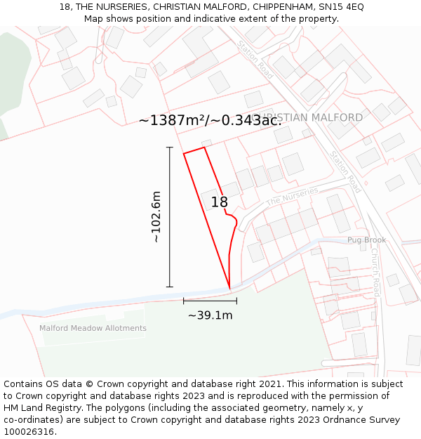 18, THE NURSERIES, CHRISTIAN MALFORD, CHIPPENHAM, SN15 4EQ: Plot and title map