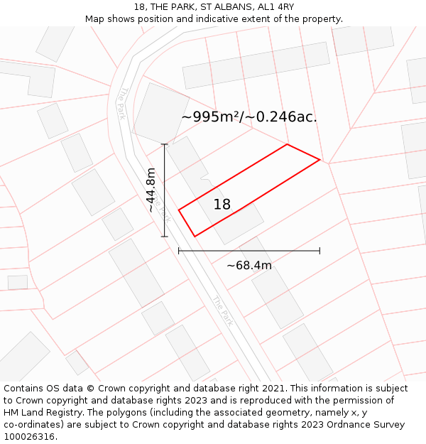 18, THE PARK, ST ALBANS, AL1 4RY: Plot and title map